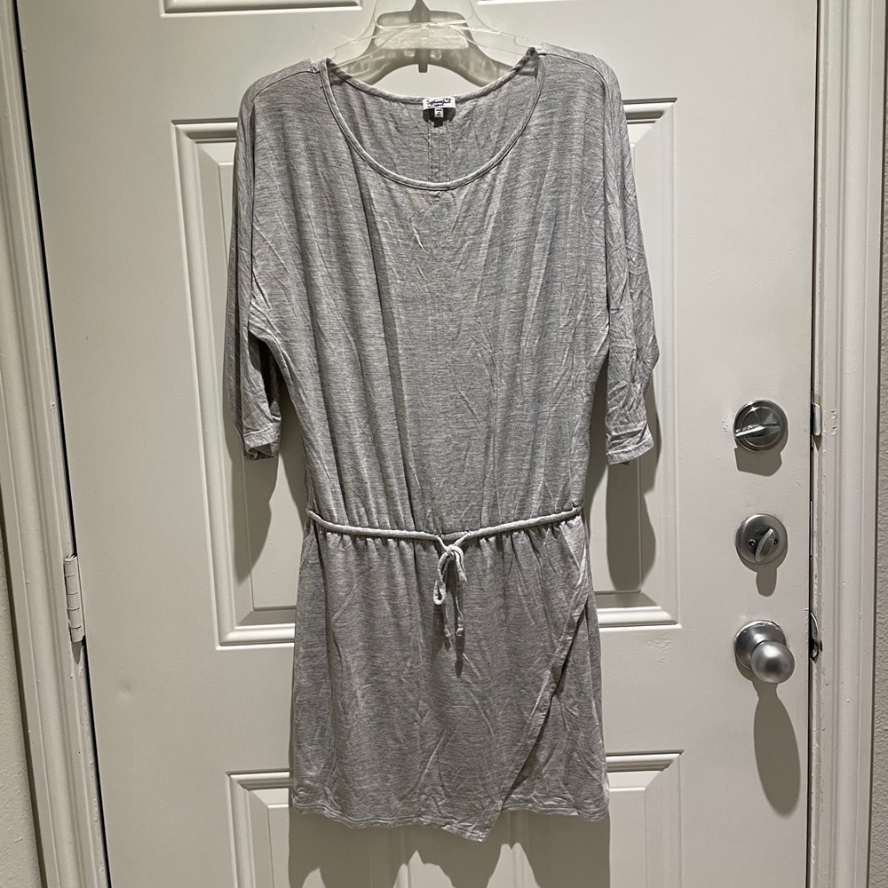 Splendid Light Gray Athleisure Coverup Lounge Batwing Soft Knit Dress Size Large